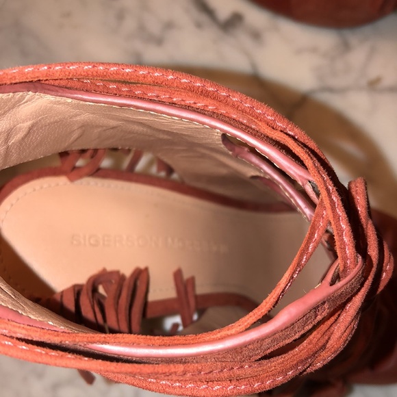 Sigerson Morrison Fringed Smmarita Sandals Rust baby kid suede - Picture 4 of 11